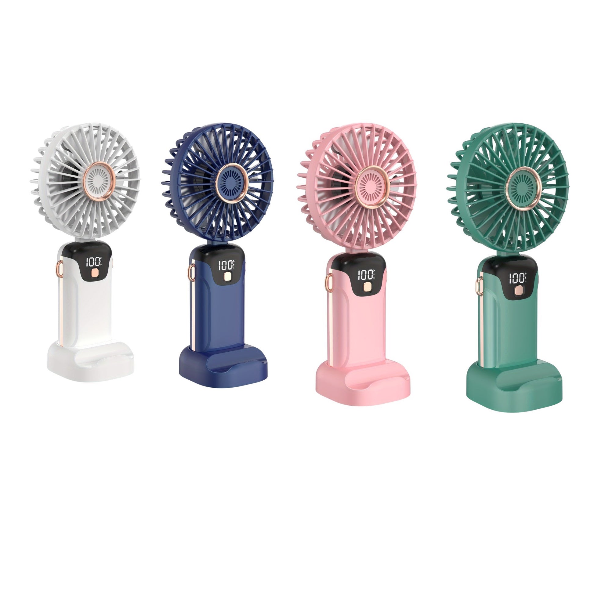 portable mini fans white, blue, pink, green colors 